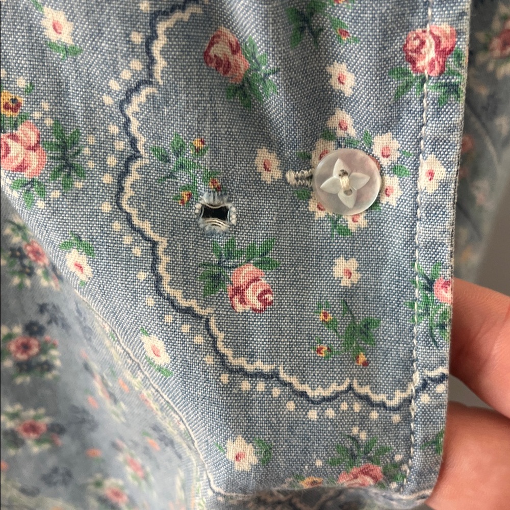 Vintage 90s Floral Cottagecore Dress Sleeveless Button Front Cotton Size 8 - Picture 9 of 10